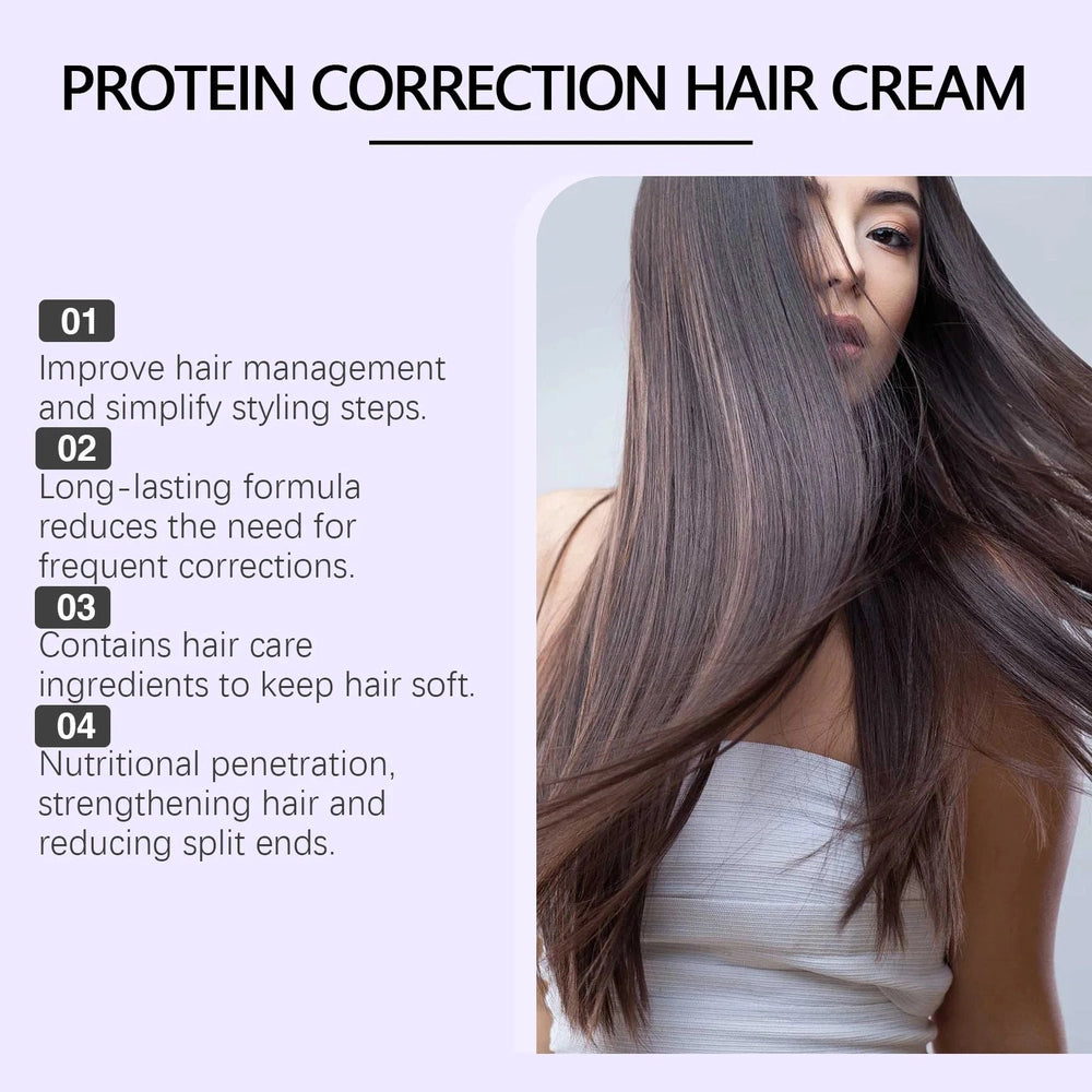 Keratin Protein Hair Straightening Cream Long Lasting Smoothing Effect For Frizz Control Silky Smooth Hair Hair Care Treatment