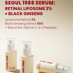 Korean 1988 Retinol Face Care Serum,Black Ginseng Niacinamide Vitamin C Moisturizing Firming Ampoule,Anti Aging Wrinkle Skincare