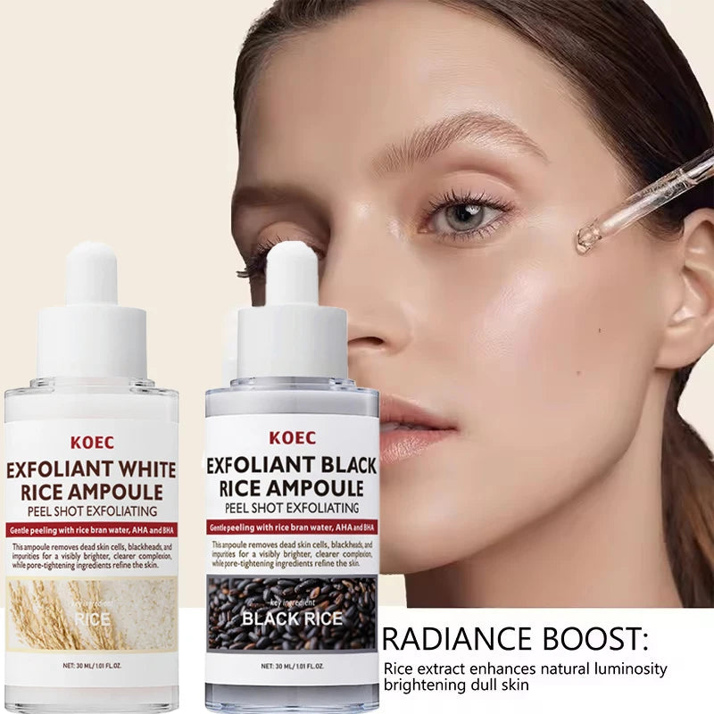 Korean White And Black Rice Exfoliating Hydrating Essence Brightening Remove Dead Skin Blackhead Soften Serum Skin Care